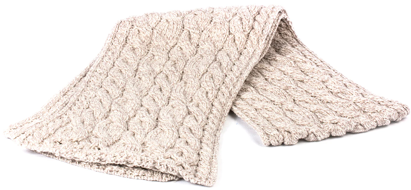 Merino Wool Long Cable Knit Scarf by Aran Mills - 4 Colours - Image 3