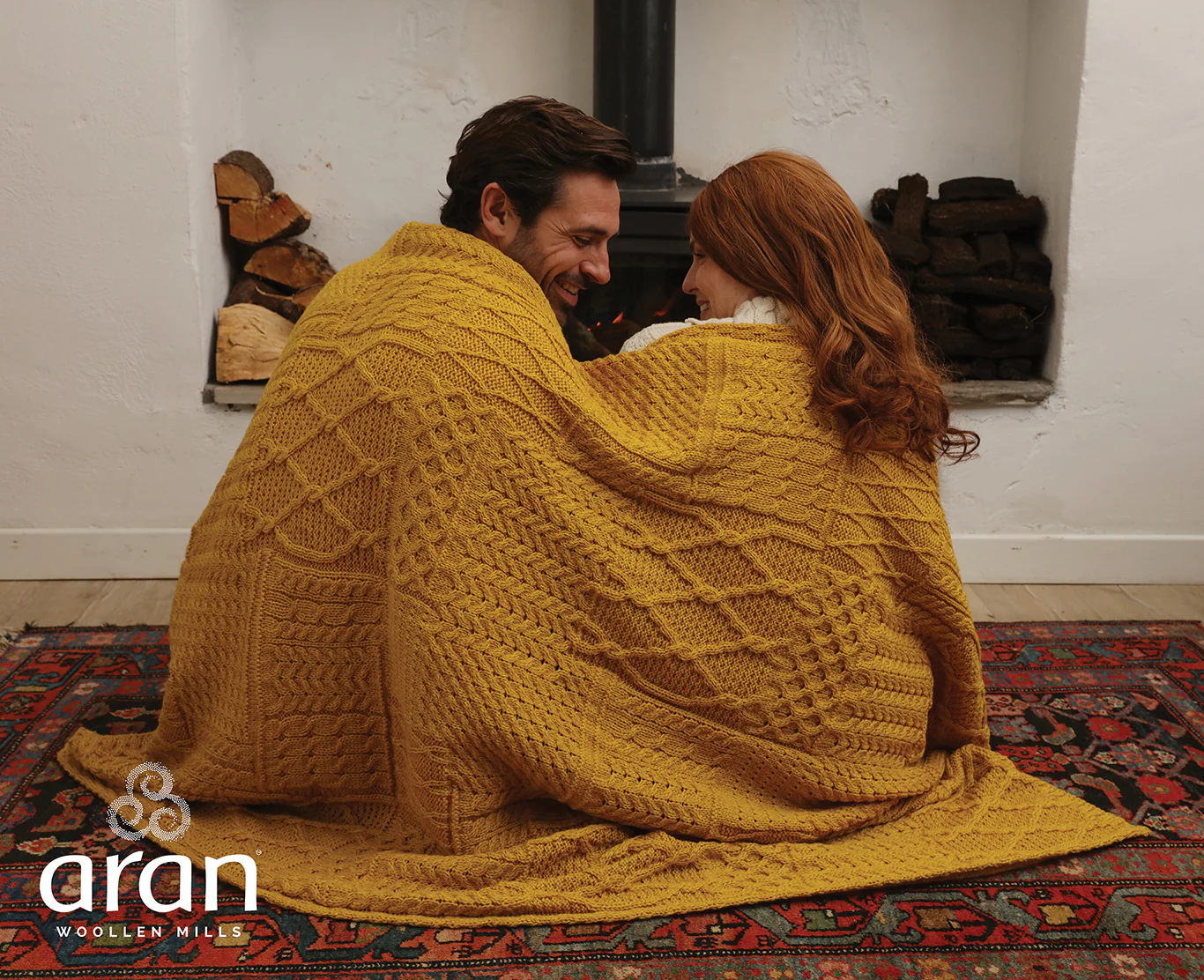 Merino Wool Patchwork Knit Blanket/Throw by Aran Mills - 5 Colours - Image 2