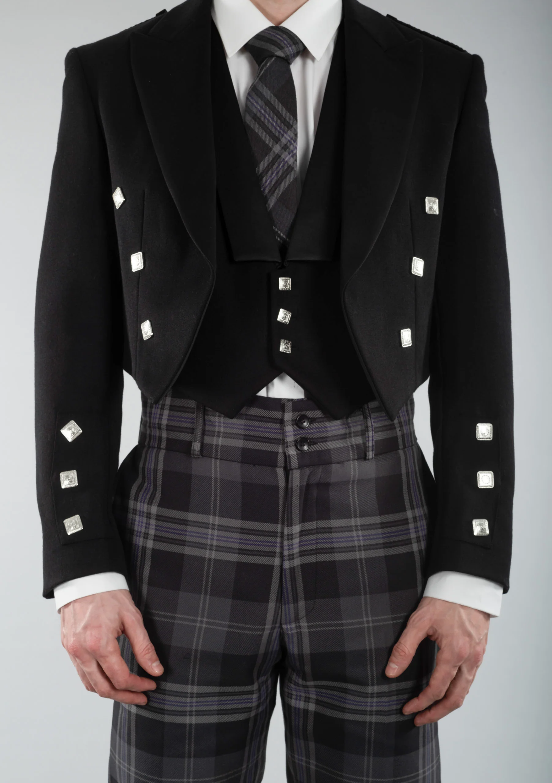 Men's Polyviscose Tartan Trews - Persevere Flint Grey - Image 3
