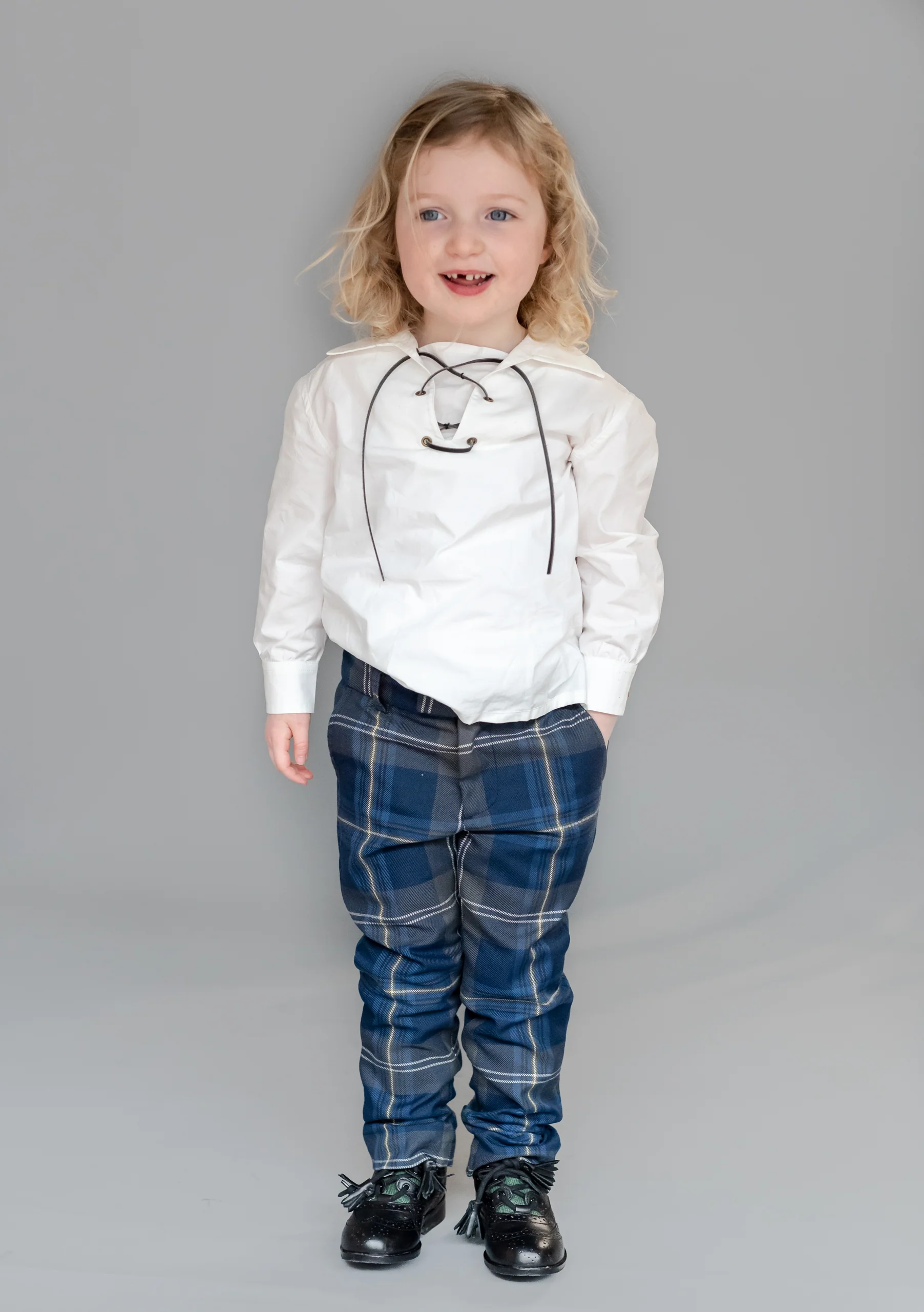 Kids Polyviscose Trews - Persevere Moss Navy Tartan - Image 3