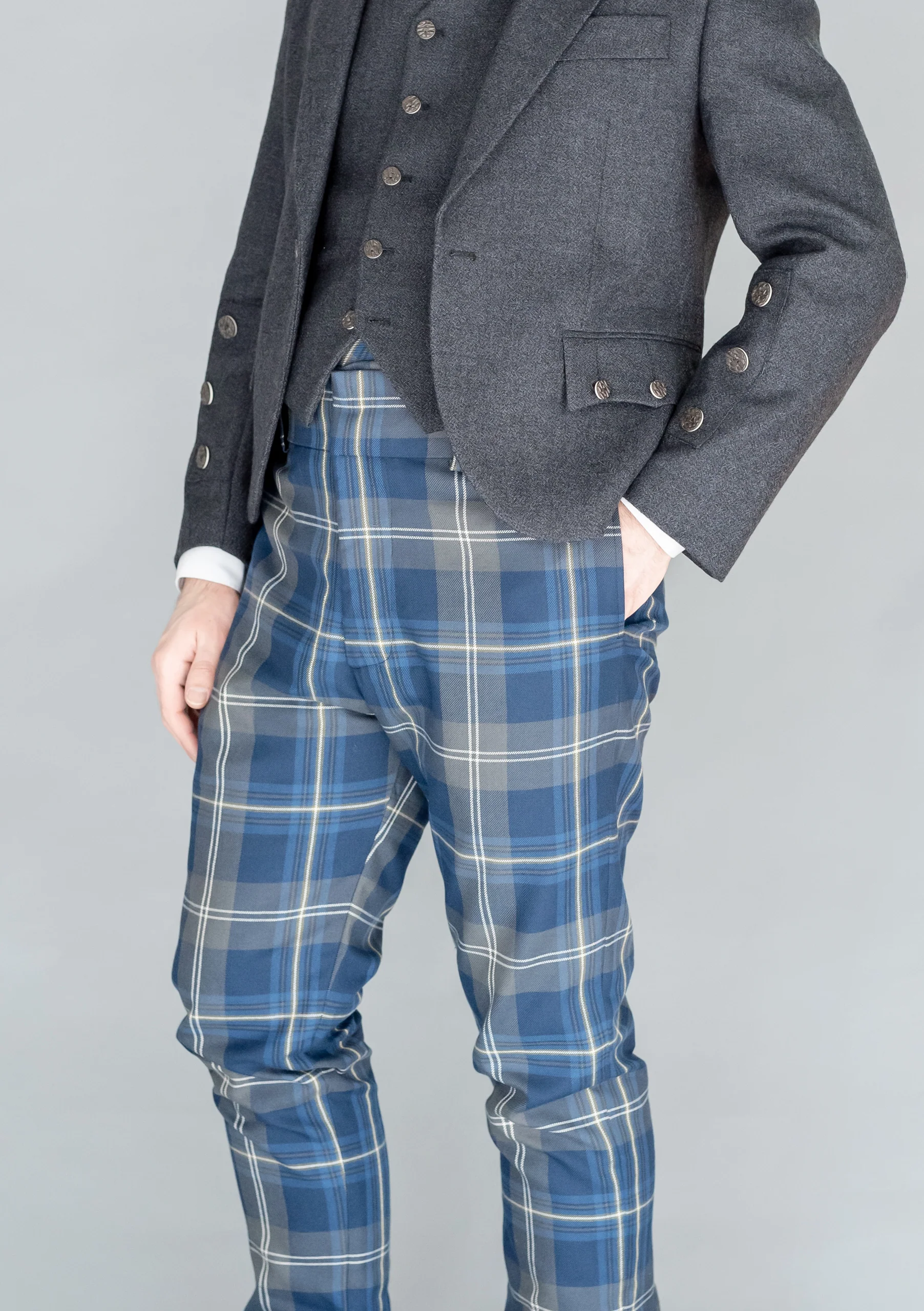 Men's Polyviscose Tartan Trews - Persevere Moss Navy - Image 4