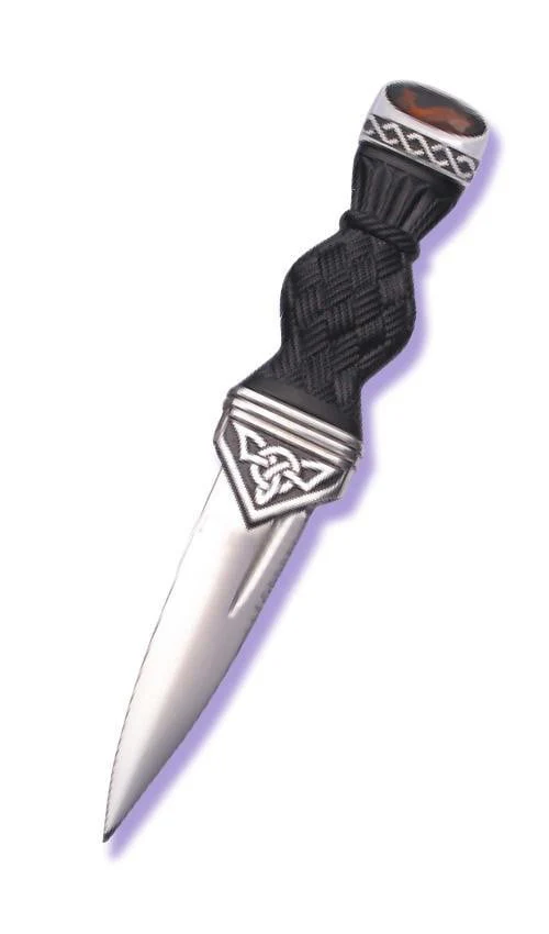 Polished Pewter Celtic Sgian Dubh with Stone Hilt - Image 2