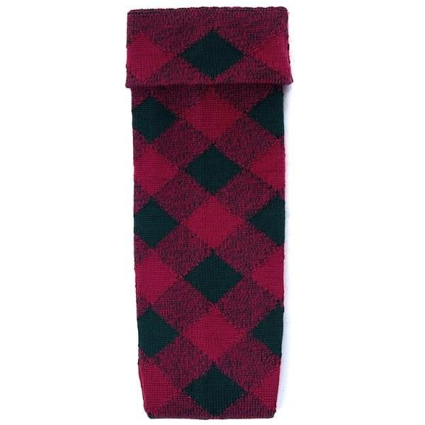 Premium Merino Wool Full Evening Diced Kilt Hose - Claret and Tartan Green