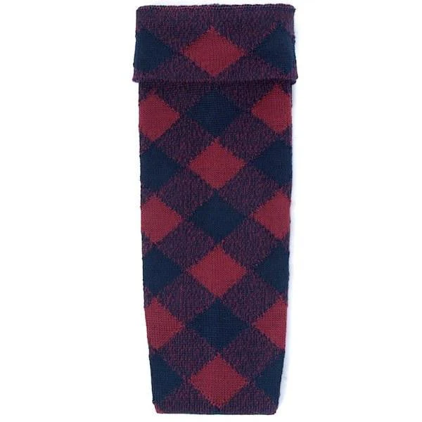 Premium Merino Wool Full Evening Diced Kilt Hose - Navy and Claret