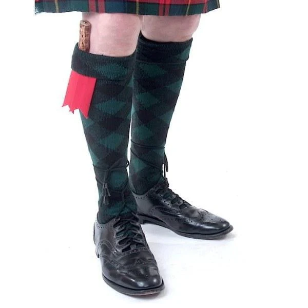 Premium Merino Wool Full Evening Diced Kilt Hose - Tartan Red and Navy - Image 2
