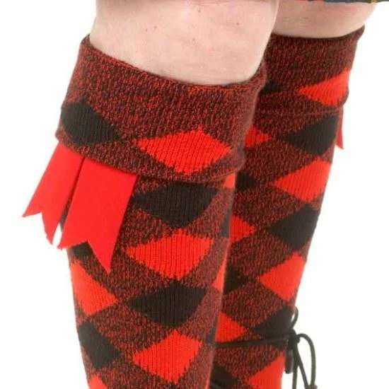 Premium Merino Wool Regimental Diced Kilt Hose - Red & Black - Image 2