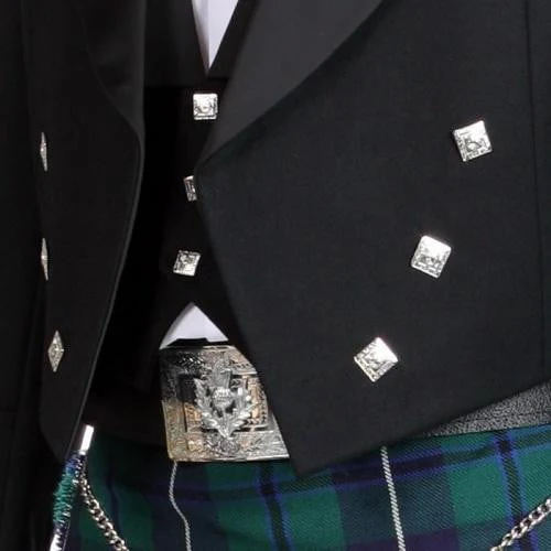 Prince Charlie Jacket and Waistcoat, 100% Black Barathea Wool - Imported - Image 3
