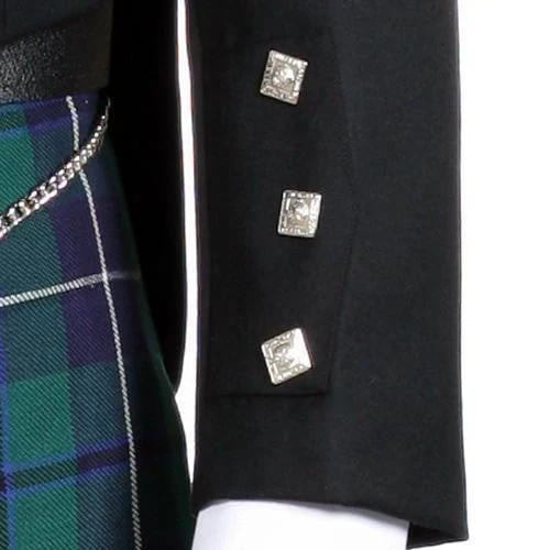 Prince Charlie Jacket and Waistcoat, 100% Black Barathea Wool - Imported - Image 4