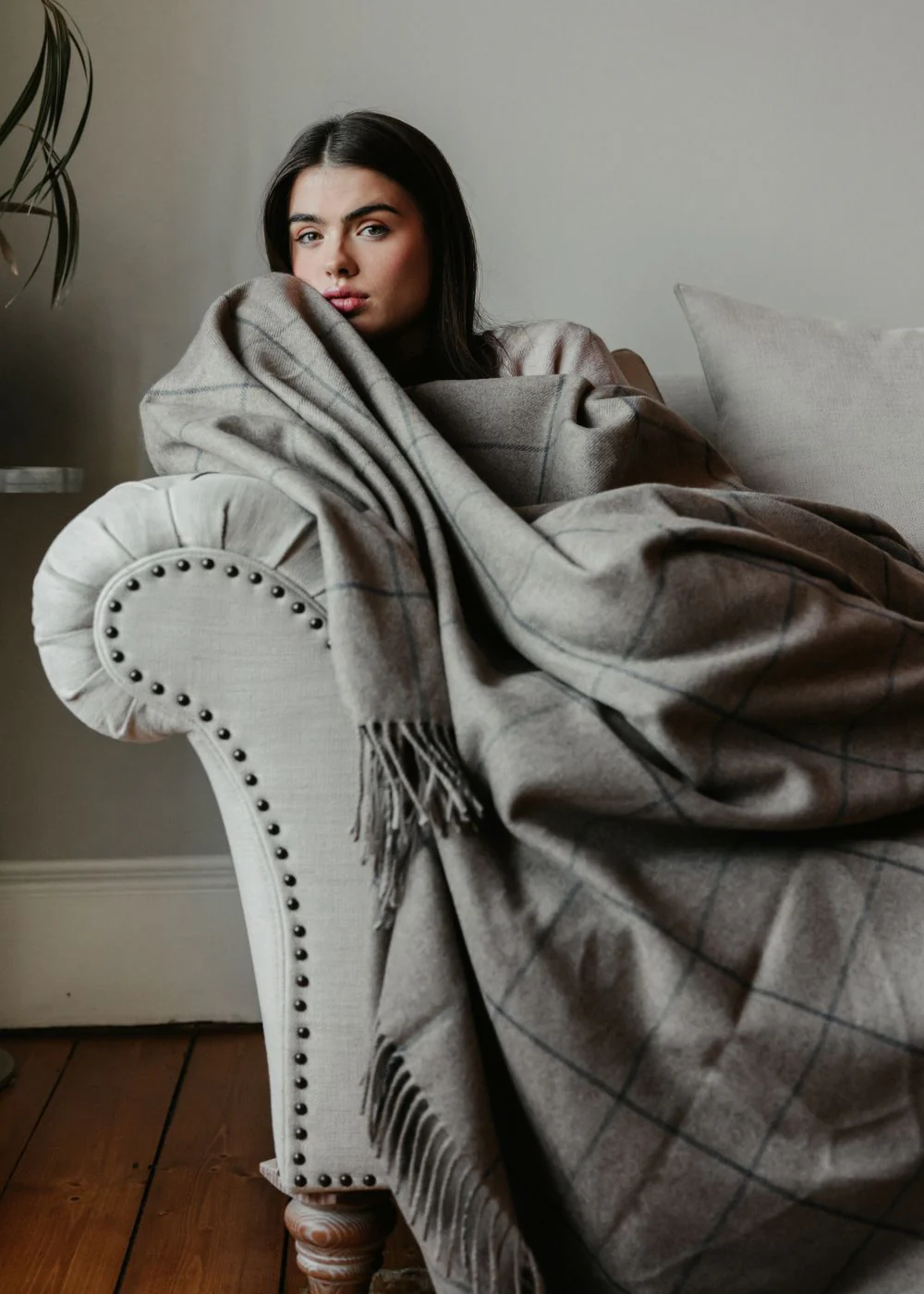 Scottish Made Natural Cashmere Throw - 3 Colours by Lovat Mills - Image 6