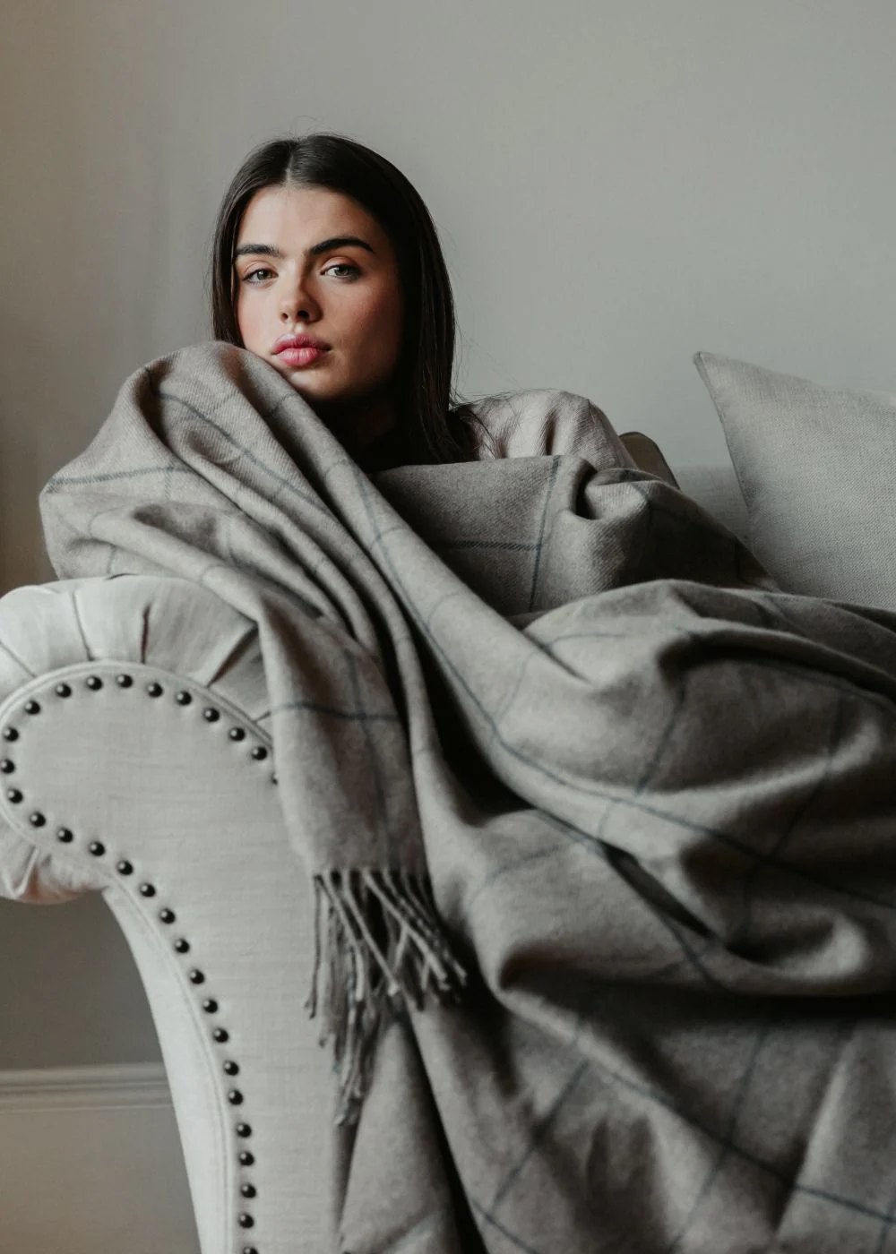 Scottish Made Natural Cashmere Throw - 3 Colours by Lovat Mills - Image 7