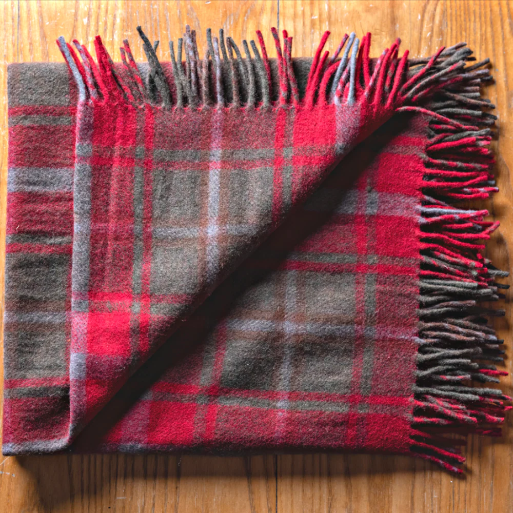 Wool Tartan Knee Blanket - 36'' x 59'' - Dark Maple - Image 3