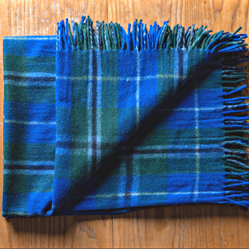 Wool Tartan Knee Blanket - 36'' x 59'' - Douglas Blue - Image 3