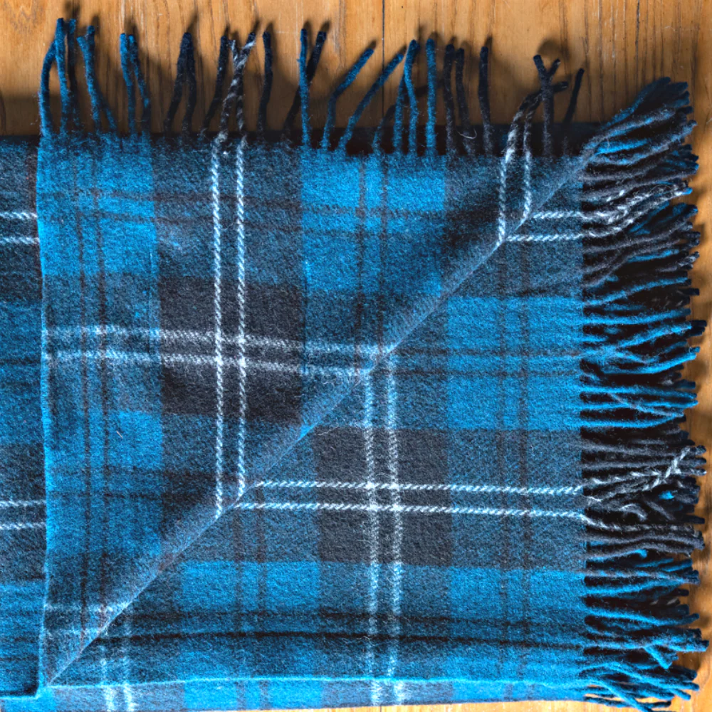 Wool Tartan Knee Blanket - 36'' x 59'' - Ramsay Blue - Image 3