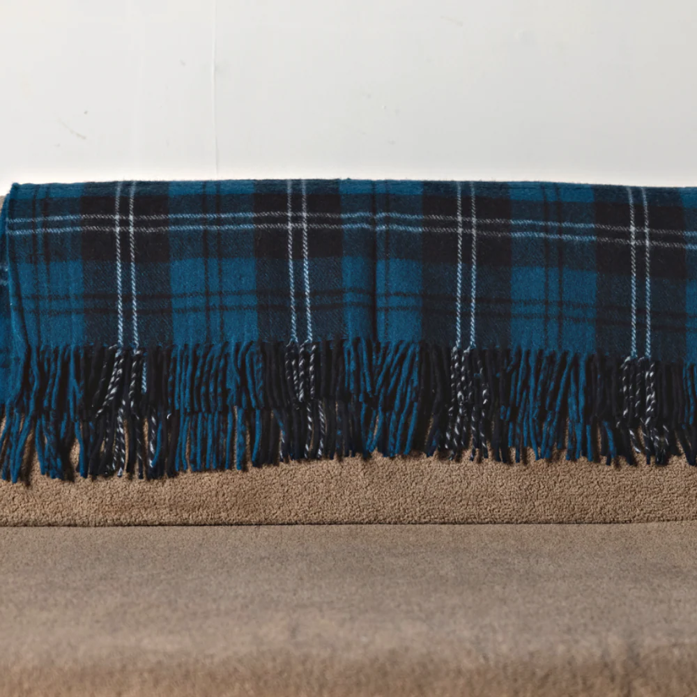 Wool Tartan Knee Blanket - 36'' x 59'' - Ramsay Blue - Image 4