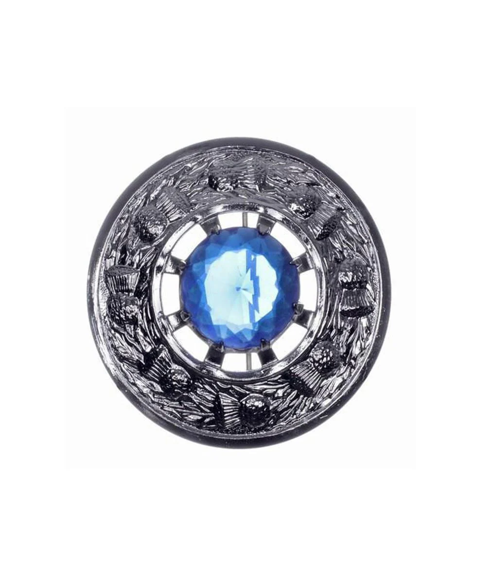 Thistle Stone Plaid Brooch - Chrome Finish - 4 Colours - Image 2