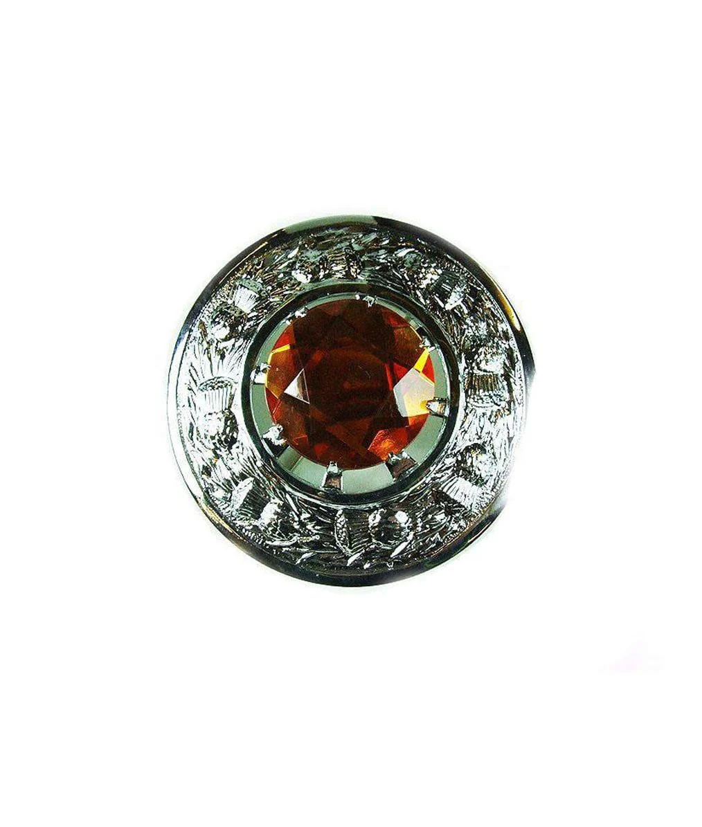 Thistle Stone Plaid Brooch - Chrome Finish - 4 Colours - Image 3