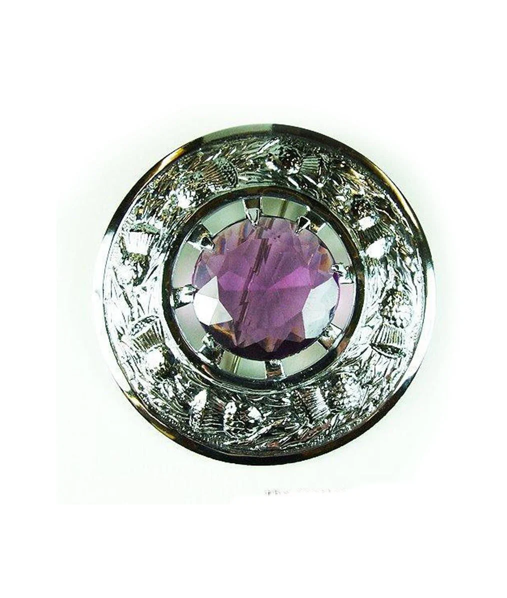 Thistle Stone Plaid Brooch - Chrome Finish - 4 Colours - Image 4