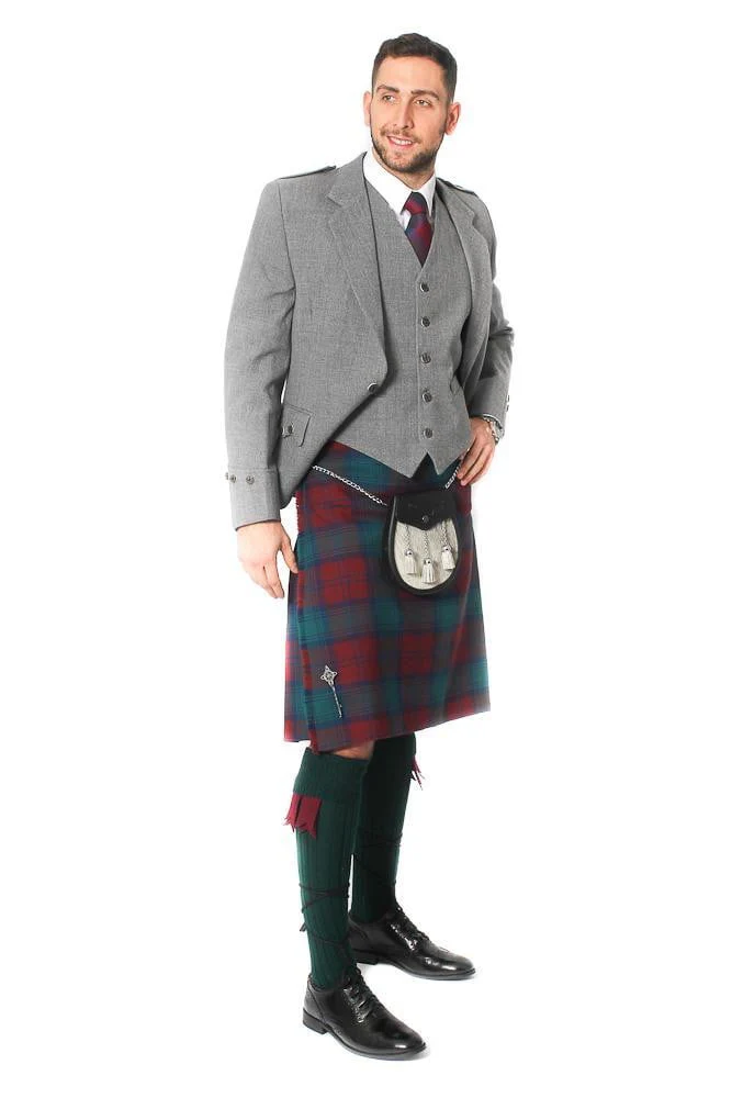 Tweed Argyle Jacket and 5 Button Vest - Light Grey Tweed - Image 3