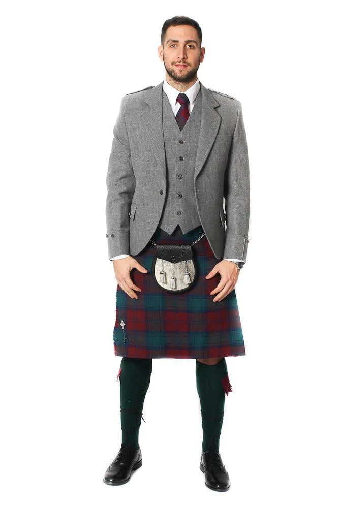 Tweed Argyle Jacket and 5 Button Vest - Light Grey Tweed - Image 4