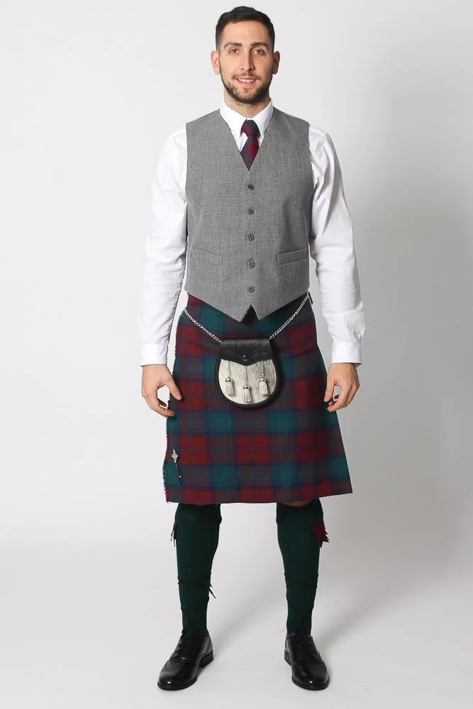 Tweed Argyle Jacket and 5 Button Vest - Light Grey Tweed - Image 5