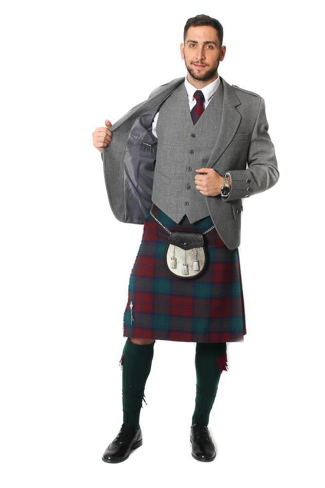 Tweed Argyle Jacket and 5 Button Vest - Light Grey Tweed - Image 6