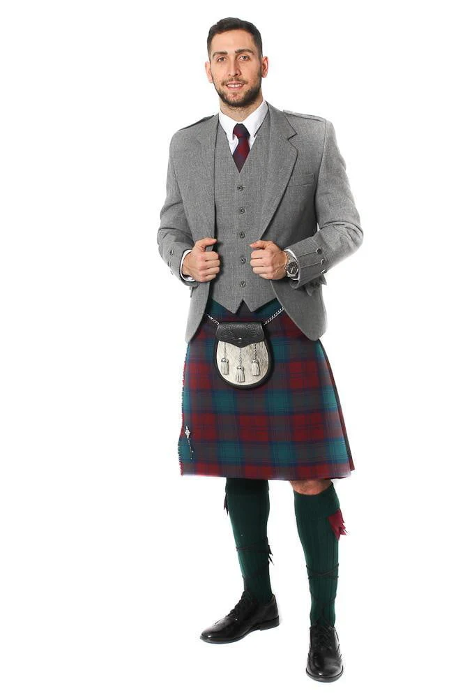 Tweed Argyle Jacket and 5 Button Vest - Light Grey Tweed - Image 8