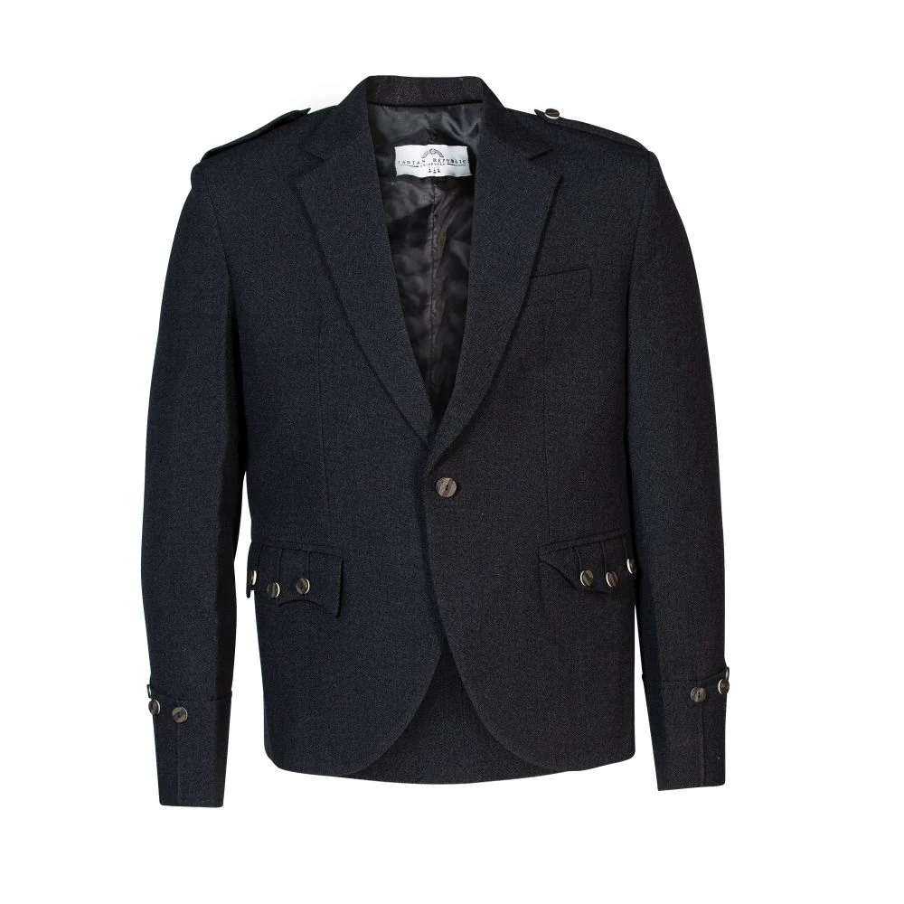 Tweed Argyle Jacket with 5 Button Vest - Charcoal - Instock - Image 3