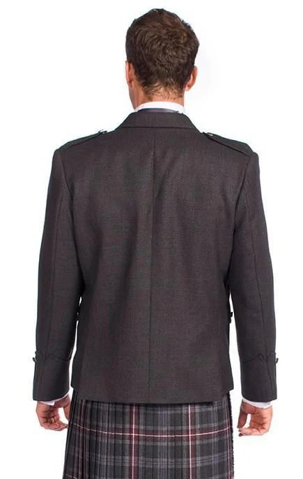 Tweed Argyle Jacket with 5 Button Vest - Charcoal - Instock - Image 7