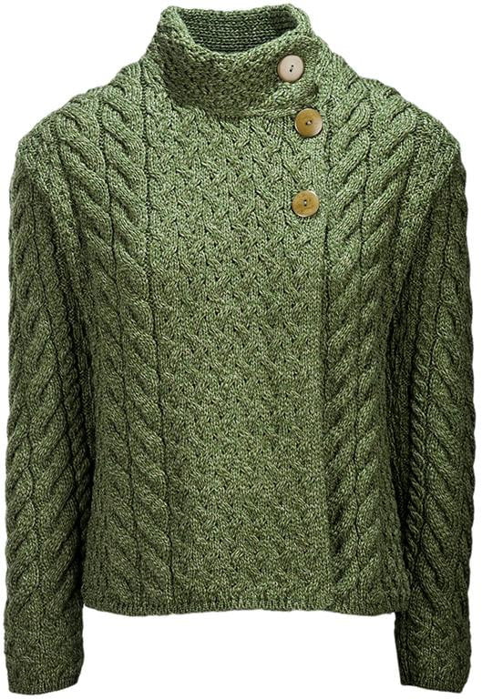 Louisburgh Ladies Cable Cardigan By Aran Mills - Image 5