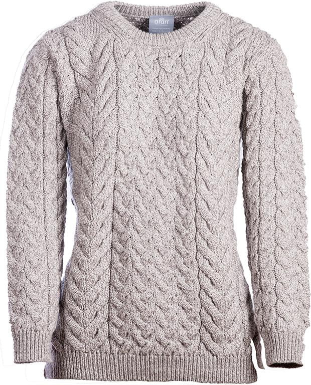 Women's Supersoft Merino Wool Cable Crew Neck Sweater by Aran Mills - 5 Colours - Image 3