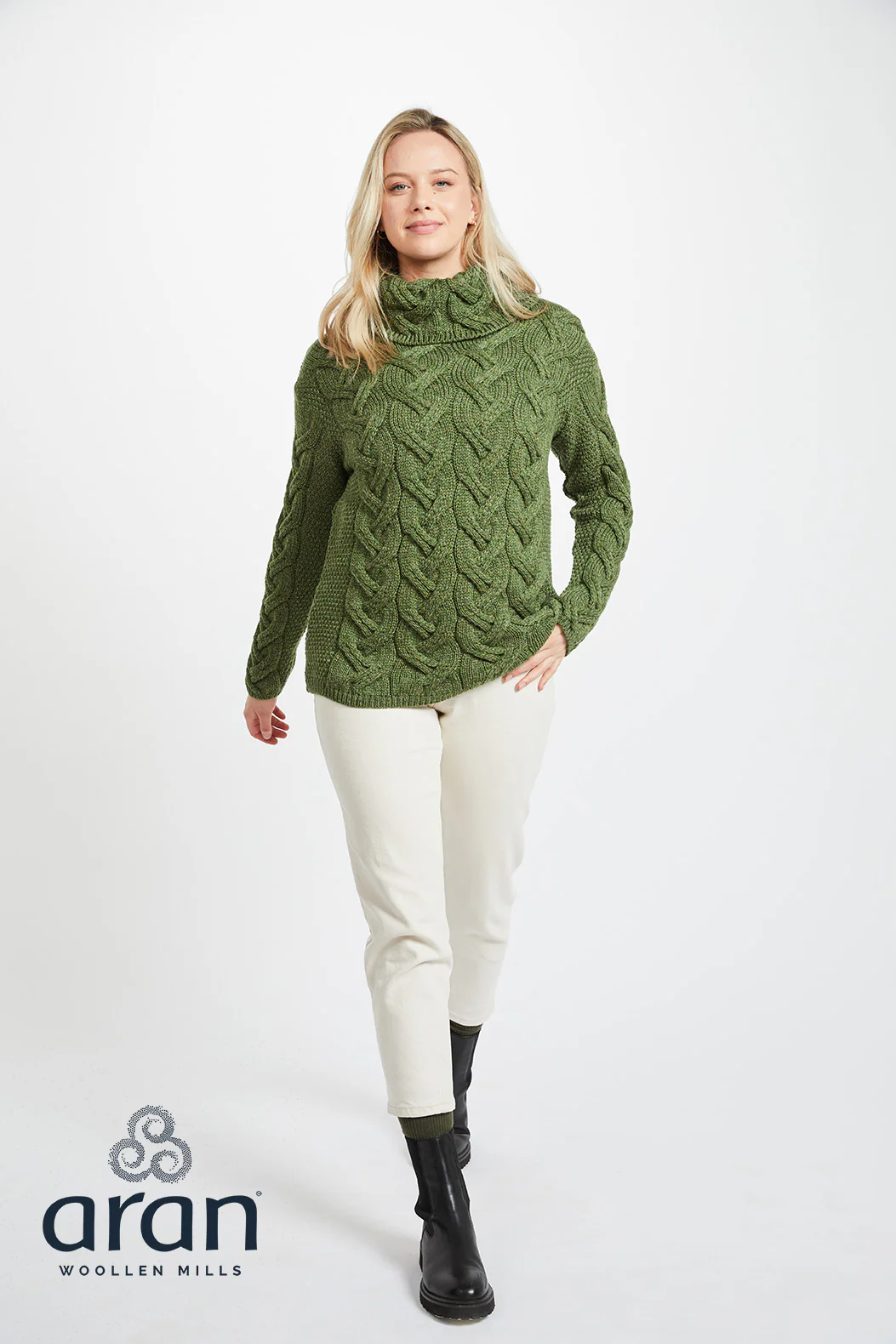 Women's Supersoft Merino Wool Chunky Cable Sweater by Aran Mills - 5 Colours - Image 4