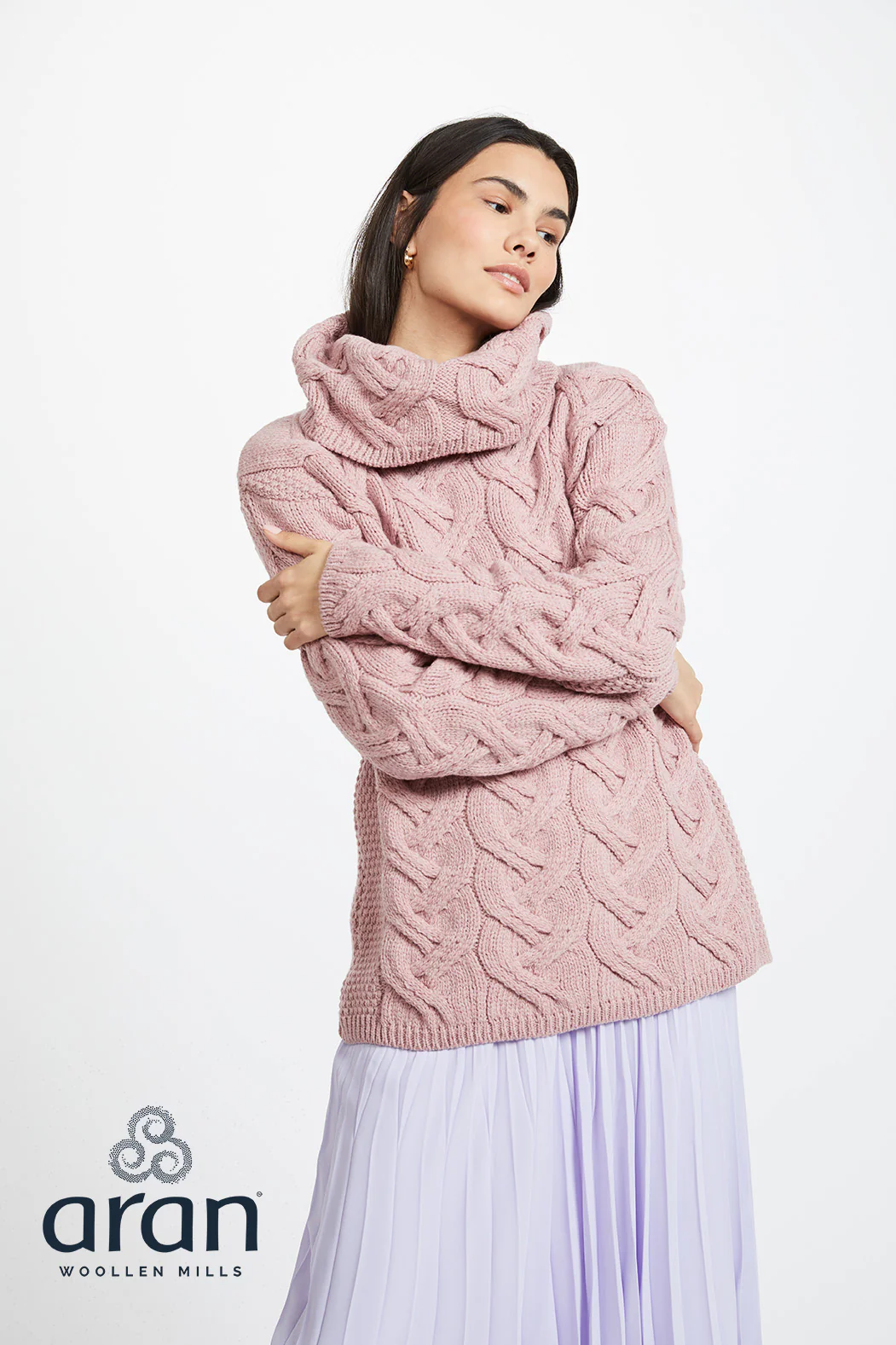 Women's Supersoft Merino Wool Chunky Cable Sweater by Aran Mills - 5 Colours - Image 8