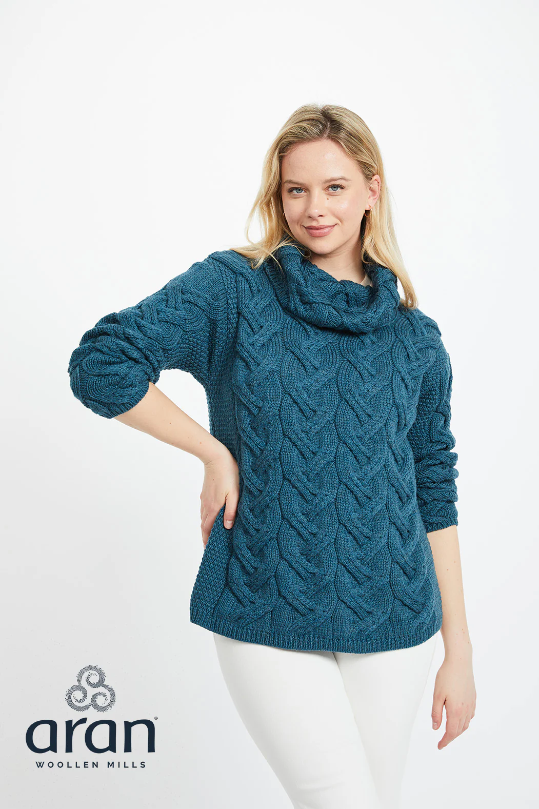 Women's Supersoft Merino Wool Chunky Cable Sweater by Aran Mills - 5 Colours - Image 9