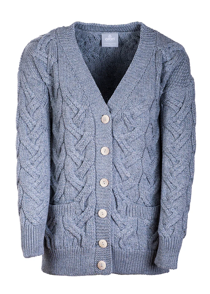 Women's Supersoft Merino Wool Chunky V-Neck Cable Cardigan by Aran Mills - Image 5