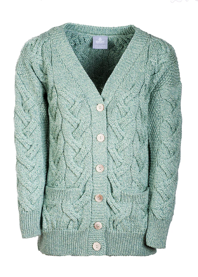 Women's Supersoft Merino Wool Chunky V-Neck Cable Cardigan by Aran Mills - Image 6