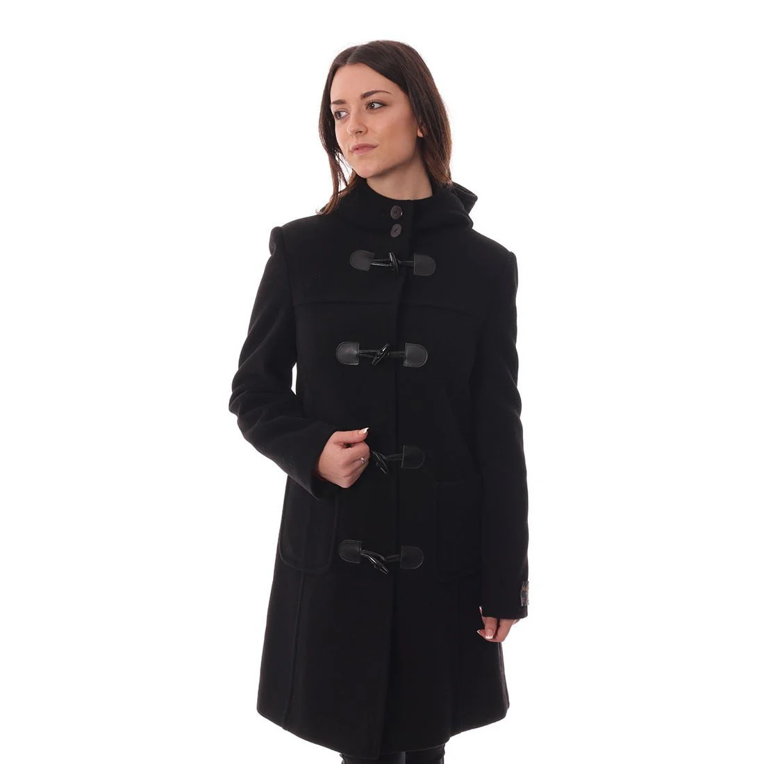 Women's Duffle Coat in Black - Image 4