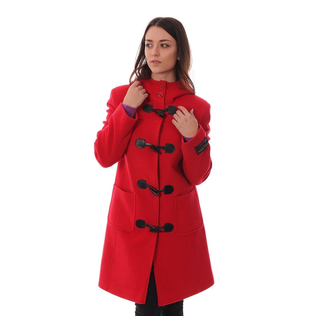 Women's Cashmere Duffle Coat in Red - Image 4