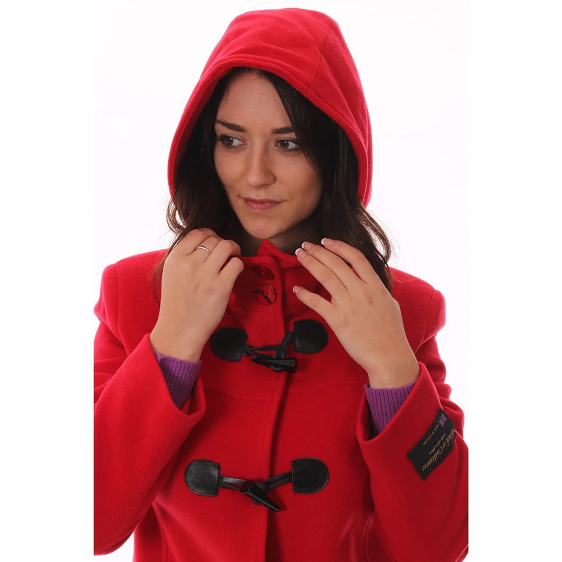 Women's Cashmere Duffle Coat in Red - Image 6