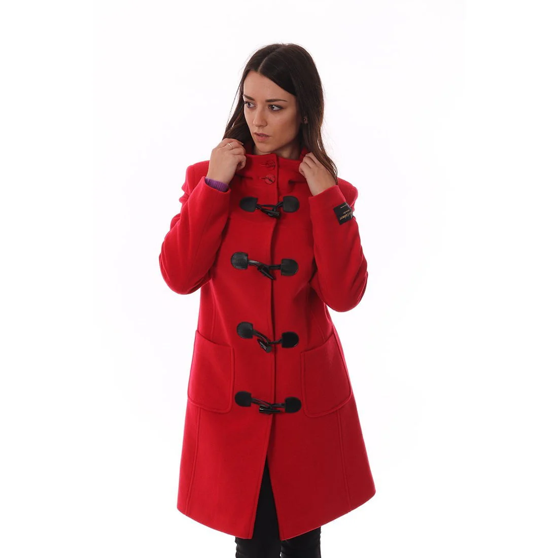 Women's Cashmere Duffle Coat in Red - Image 7
