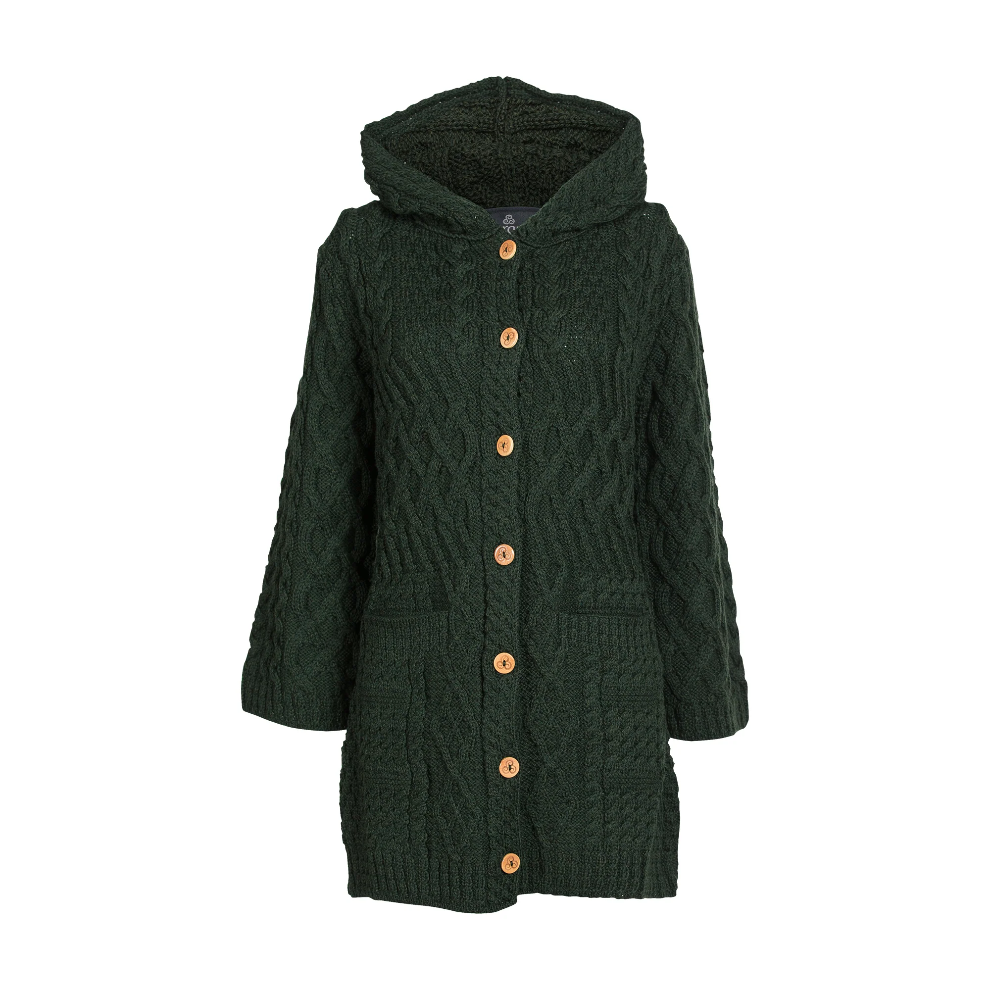 Women's Long Merino Wool Cardigan with Hood by Aran Mills - Image 3