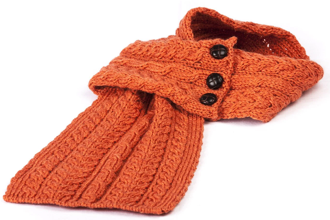 Women's Merino Wool Buttoned Loop Scarf by Aran Mills - Image 11