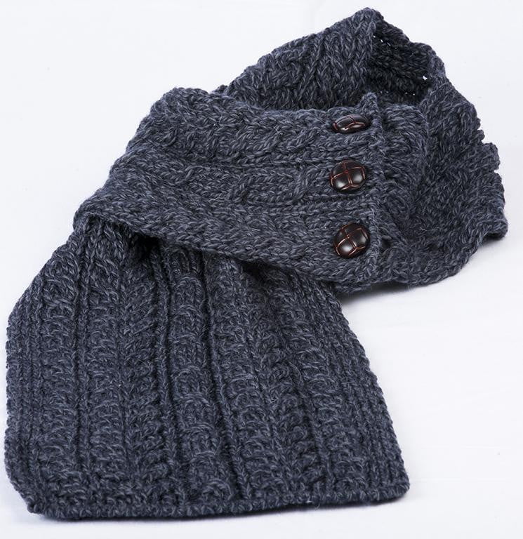 Women's Merino Wool Buttoned Loop Scarf by Aran Mills - Image 2