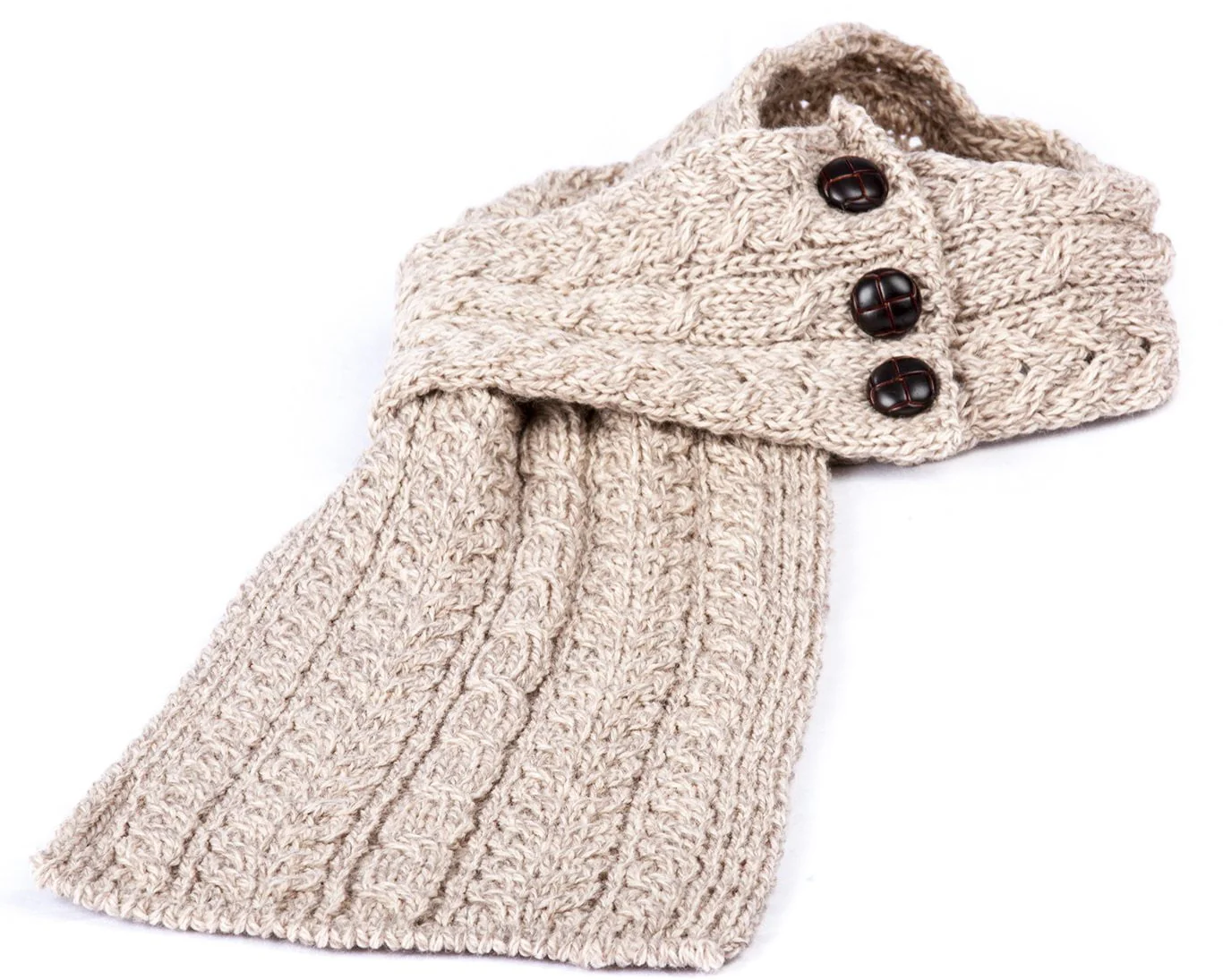 Women's Merino Wool Buttoned Loop Scarf by Aran Mills - Image 3