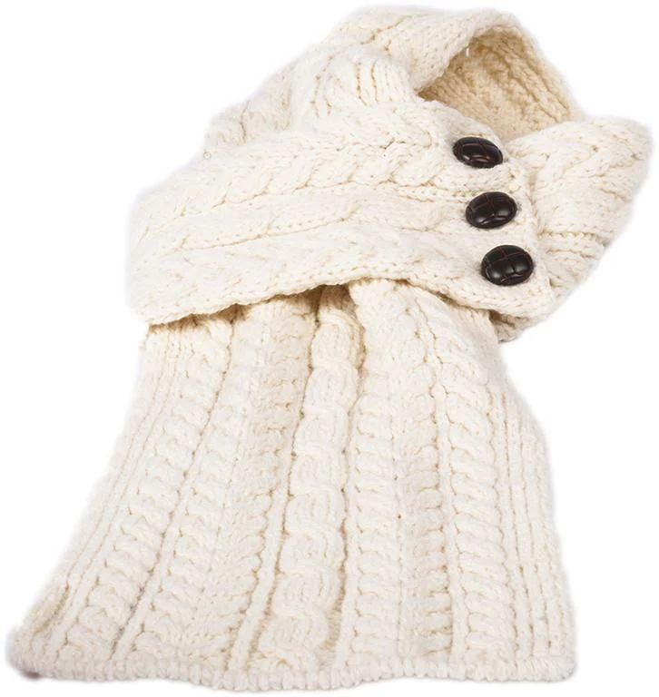 Women's Merino Wool Buttoned Loop Scarf by Aran Mills - Image 4