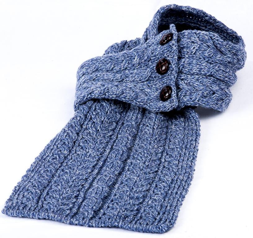 Women's Merino Wool Buttoned Loop Scarf by Aran Mills - Image 6
