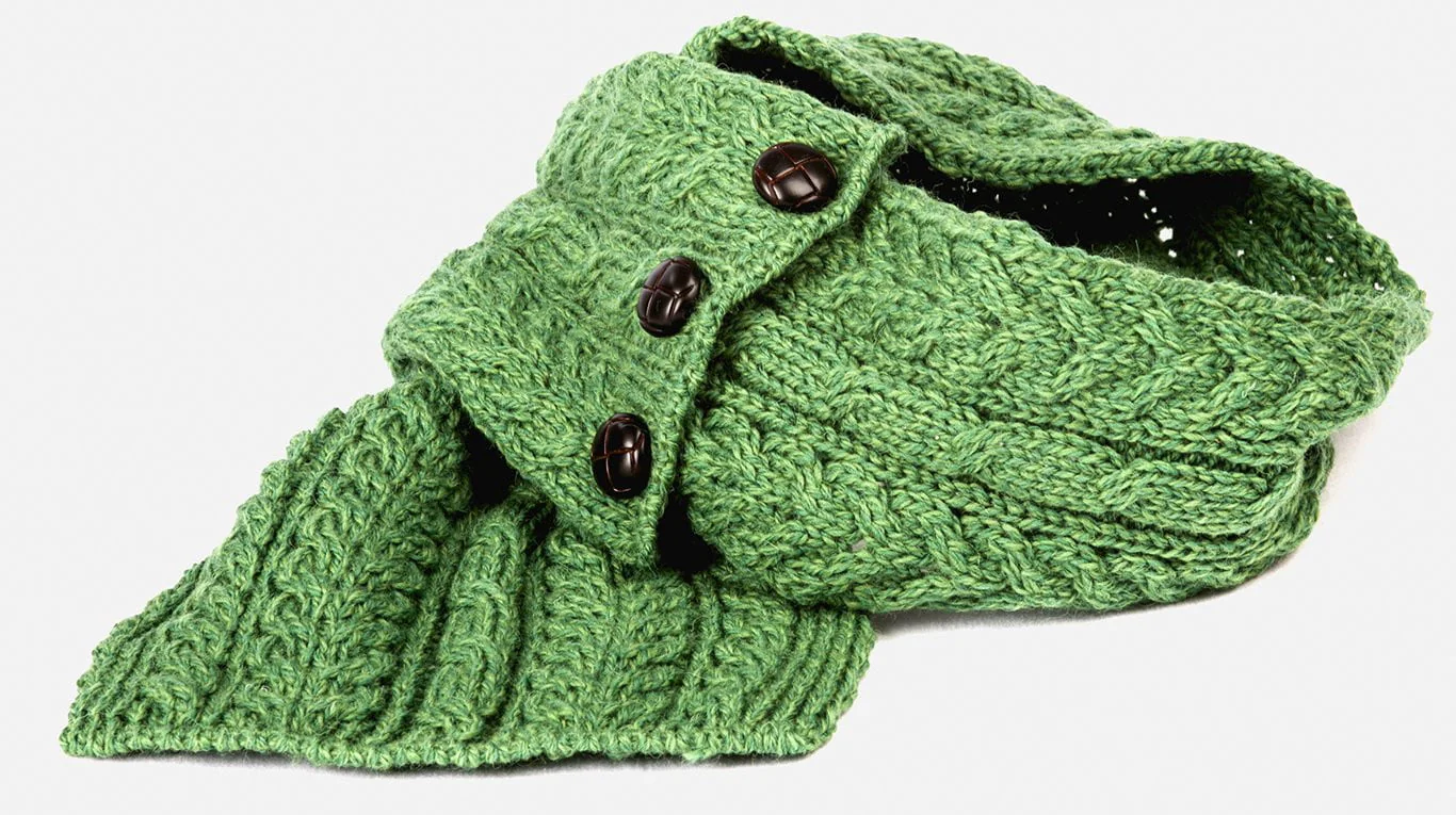 Women's Merino Wool Buttoned Loop Scarf by Aran Mills - Image 7