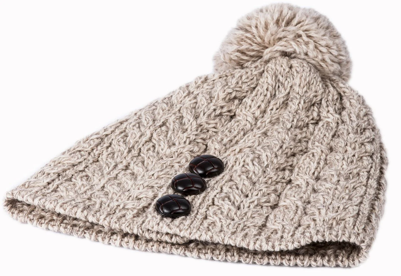 Women's Merino Wool Hat with Bobble by Aran Mills - Image 3