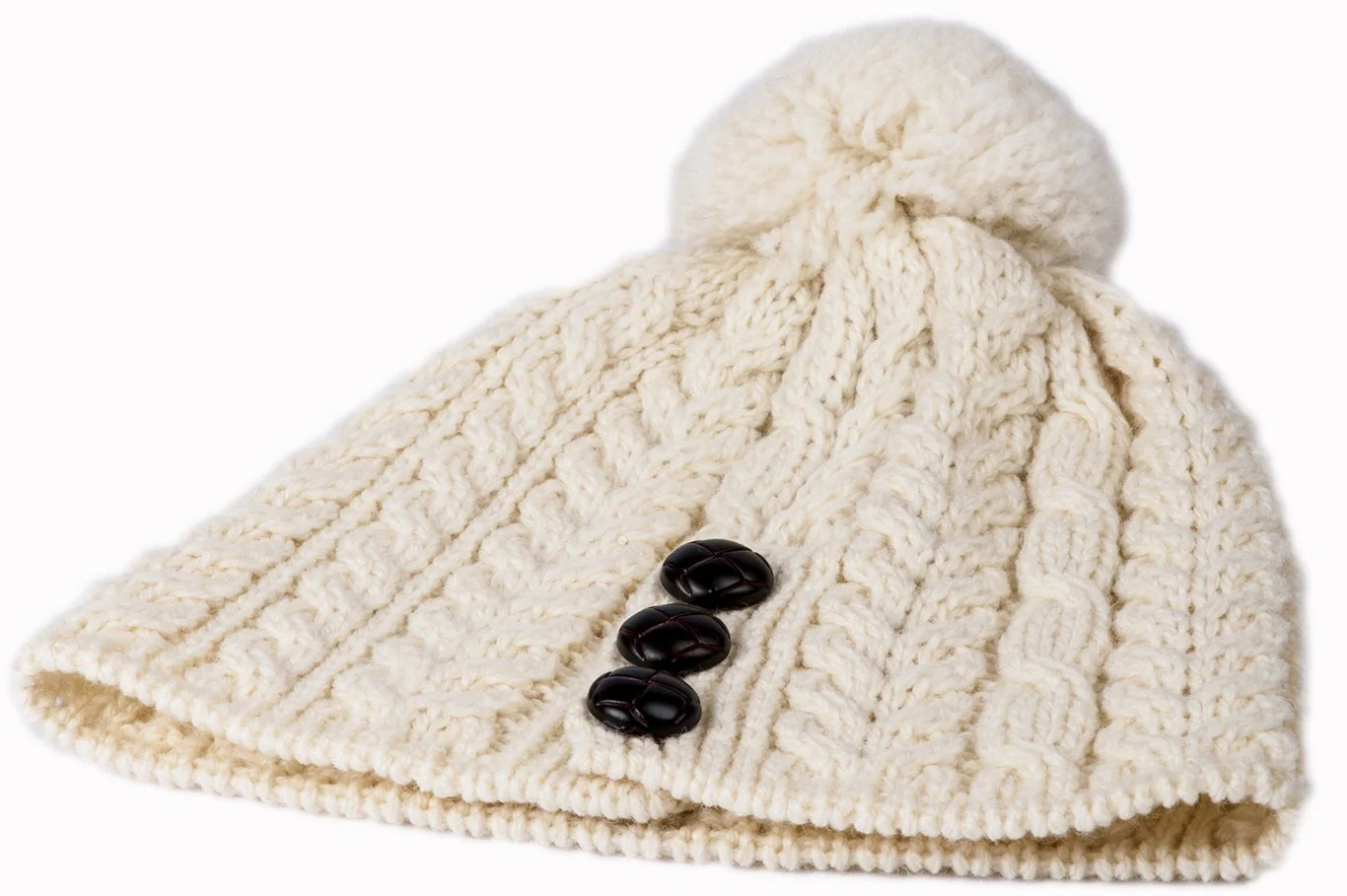 Women's Merino Wool Hat with Bobble by Aran Mills - Image 4