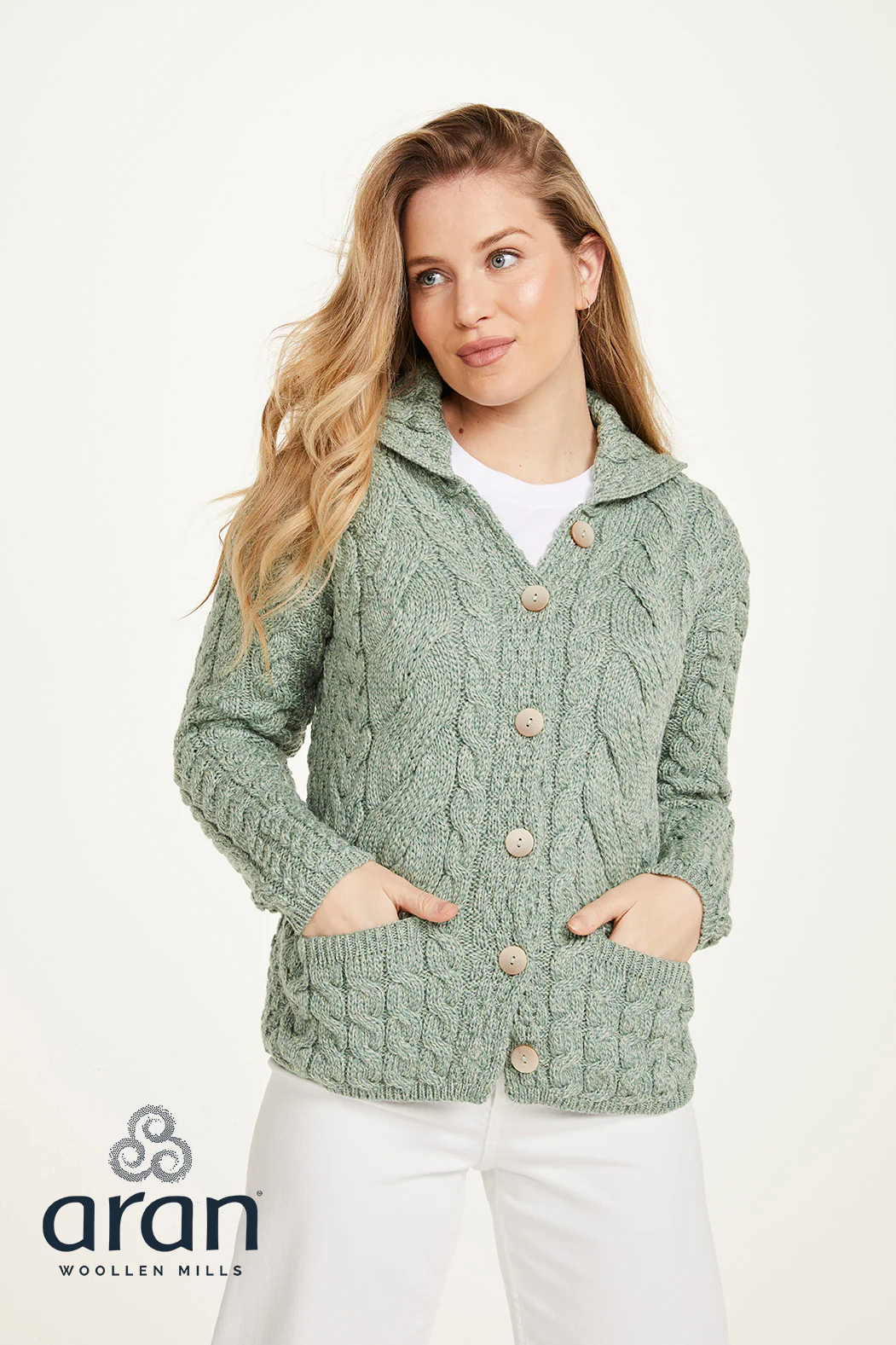 Women's Supersoft Merino Wool Six Button Cardigan by Aran Mills - 7 Colours - Image 3