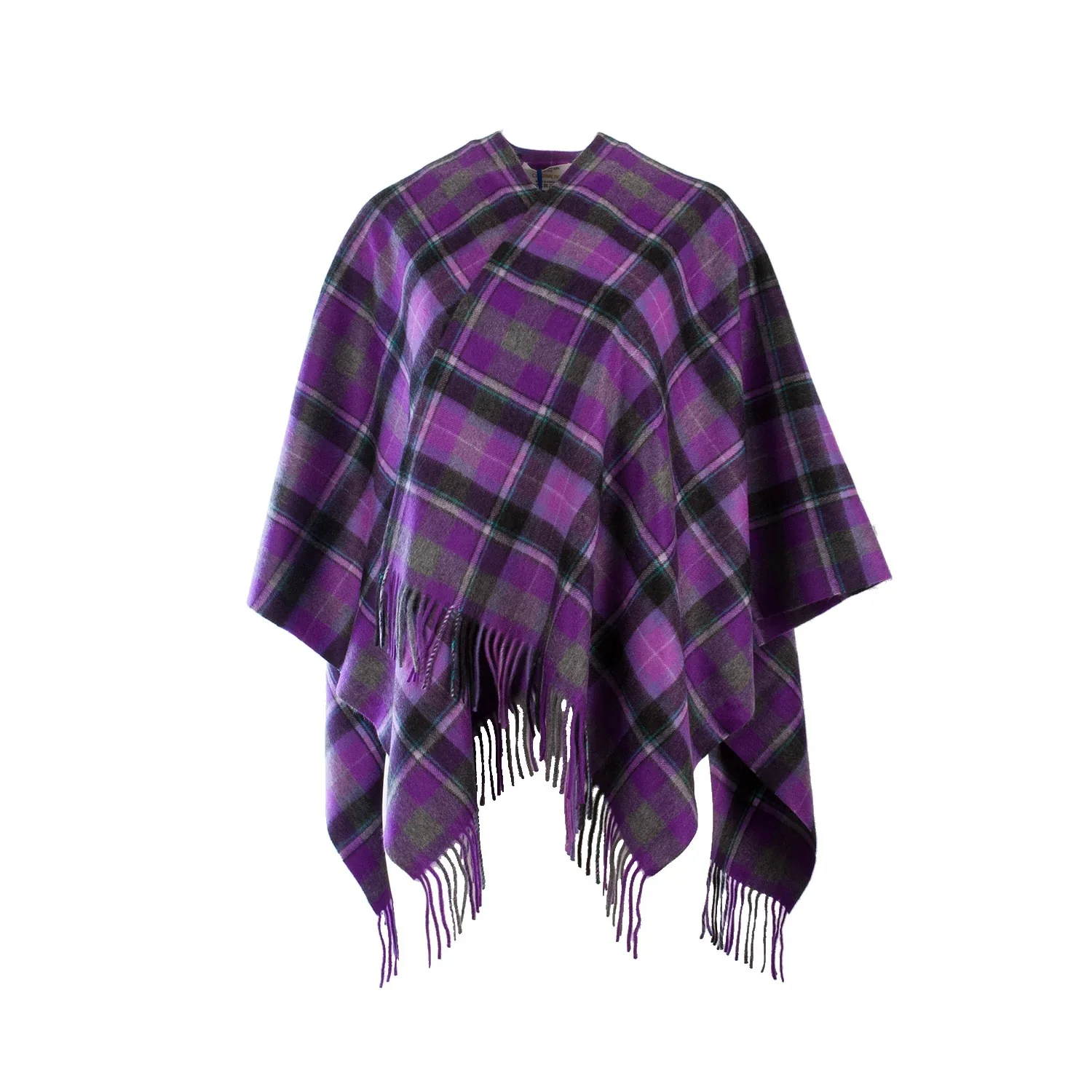Women's Tartan Cashmere Mini Cape - Image 3